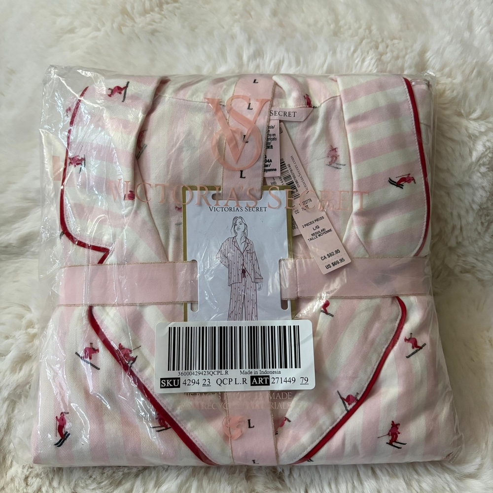 Brand New Victoria's Secret Pink Striped Pajama Set